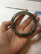 Load image into Gallery viewer, 57.4mm certified Type A 100% Natural dark green gray black white two tone(半山半水) Jadeite Jade bangle PB205-3354
