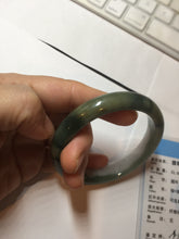 Load image into Gallery viewer, 57.4mm certified Type A 100% Natural dark green gray black white two tone(半山半水) Jadeite Jade bangle PB205-3354
