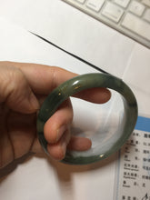 Load image into Gallery viewer, 57.4mm certified Type A 100% Natural dark green gray black white two tone(半山半水) Jadeite Jade bangle PB205-3354

