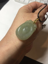 Load image into Gallery viewer, 100% Natural type A icy oily light green gray Jadeite Jade seashell (福贝)  pendant F147
