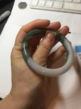 Load image into Gallery viewer, 57.4mm certified Type A 100% Natural dark green gray black white two tone(半山半水) Jadeite Jade bangle PB205-3354
