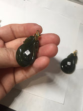 Load image into Gallery viewer, 100% Natural type A dark green/gray/black(油青) Jadeite Jade seashell (福贝)  pendant group BP187
