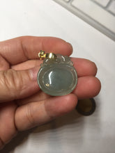 Load image into Gallery viewer, 100% Natural type A icy oily light green gray Jadeite Jade seashell (福贝)  pendant F148
