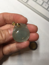 Load image into Gallery viewer, 100% Natural type A icy oily light green gray Jadeite Jade seashell (福贝)  pendant F148
