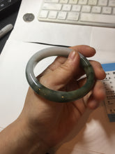 Load image into Gallery viewer, 57.4mm certified Type A 100% Natural dark green gray black white two tone(半山半水) Jadeite Jade bangle PB205-3354

