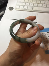 Load image into Gallery viewer, 57.4mm certified Type A 100% Natural dark green gray black white two tone(半山半水) Jadeite Jade bangle PB205-3354
