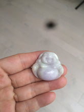 Load image into Gallery viewer, Certified 100% Natural white purple happy buddha jadeite Jade pendant necklace BF44-0112
