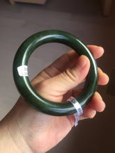 Load image into Gallery viewer, 57.5mm certified 100% Natural dark green/black chubby round cut Hetian nephrite Jade bangle HT39-0122
