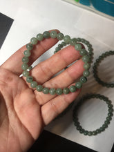 Load image into Gallery viewer, 6.3mm 100% natural type A dark green jadeite jade beads bracelet group For size 50-54 hands BL22
