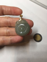 Load image into Gallery viewer, 100% Natural type A icy oily light green gray Jadeite Jade seashell (福贝)  pendant F148
