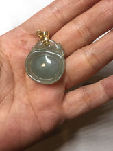 Load image into Gallery viewer, 100% Natural type A icy oily light green gray Jadeite Jade seashell (福贝)  pendant F148
