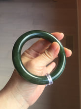 Load image into Gallery viewer, 57.5mm certified 100% Natural dark green/black chubby round cut Hetian nephrite Jade bangle HT39-0122
