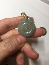 Load image into Gallery viewer, 100% Natural type A icy oily light green gray Jadeite Jade seashell (福贝)  pendant F148
