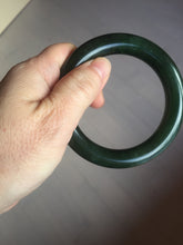 Load image into Gallery viewer, 57.5mm certified 100% Natural dark green/black chubby round cut Hetian nephrite Jade bangle HT39-0122
