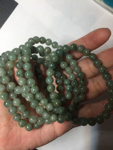 Load image into Gallery viewer, 6.3mm 100% natural type A dark green jadeite jade beads bracelet group For size 50-54 hands BL22
