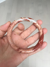 Load image into Gallery viewer, 62.4mm 100% natural red/pink slim round cut red jasper stone(鸡血石) bangle SY99
