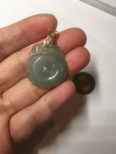 Load image into Gallery viewer, 100% Natural type A icy oily light green gray Jadeite Jade seashell (福贝)  pendant F148
