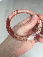 Load image into Gallery viewer, 62.4mm 100% natural red/pink slim round cut red jasper stone(鸡血石) bangle SY99
