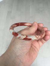 Load image into Gallery viewer, 62.4mm 100% natural red/pink slim round cut red jasper stone(鸡血石) bangle SY99
