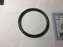 Load image into Gallery viewer, 59.5mm Certified Type A 100% Natural dark green/blue/gray Guatemala slim round cut Jadeite bangle PA151-8849
