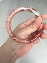 Load image into Gallery viewer, 62.4mm 100% natural red/pink slim round cut red jasper stone(鸡血石) bangle SY99
