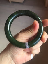 Load image into Gallery viewer, 57.5mm certified 100% Natural dark green/black chubby round cut Hetian nephrite Jade bangle HT39-0122
