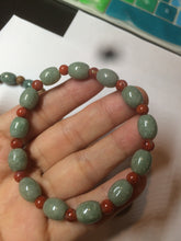 Load image into Gallery viewer, 9.2x8.1mm 100% natural type A green jadeite jade olive shape(LU LU TONG) beads bracelet AZ23
