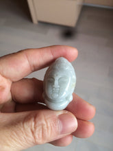 Load image into Gallery viewer, 39mm 100% natural light green/white Guanyin jadeite jade pendant/hand held BF91
