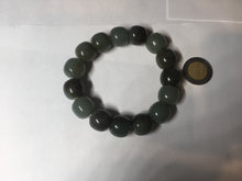 Load image into Gallery viewer, 14x13.2mm 100% Natural olive green/brown/black sugar vintage style nephrite Hetian Jade bead bracelet HE87
