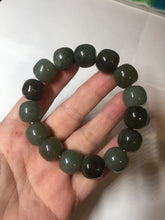Load image into Gallery viewer, 14x13.2mm 100% Natural olive green/brown/black sugar vintage style nephrite Hetian Jade bead bracelet HE87
