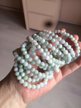 Load image into Gallery viewer, 6-6.4mm 100% natural type A green/white jadeite jade beads bracelet group BF94
