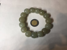 Load image into Gallery viewer, 14x13.2mm 100% Natural light green/brown vintage style nephrite Hetian Jade bead bracelet HE89
