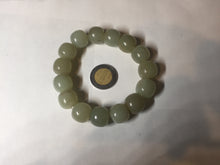 Load image into Gallery viewer, 14x13.2mm 100% Natural light green/brown vintage style nephrite Hetian Jade bead bracelet HE89
