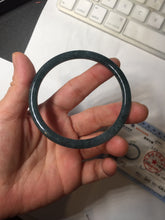 Load image into Gallery viewer, 58.8mm Certified Type A 100% Natural dark green/blue/gray with flying snow Guatemala slim round cut Jadeite bangle PA152-8823
