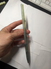 Load image into Gallery viewer, 19.5cm 100% Natural light green black Xiu Jade Serpentine hairpin AW13
