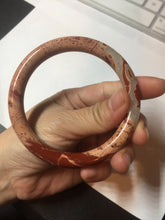 Load image into Gallery viewer, 62.4mm 100% natural red/pink slim round cut red jasper stone(鸡血石) bangle SY99
