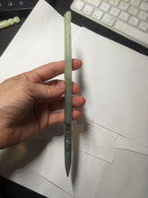 Load image into Gallery viewer, 19.5cm 100% Natural light green black Xiu Jade Serpentine hairpin AW13
