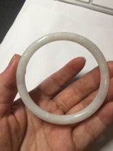 Load image into Gallery viewer, 55.6mm 100% natural Type A icy watery light green white slim round cut jadeite jade bangle AD113-8104
