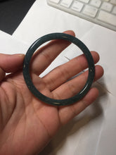 Load image into Gallery viewer, 57mm Certified Type A 100% Natural dark green/blue/gray with flying snow Guatemala slim round cut Jadeite bangle PA153-8824

