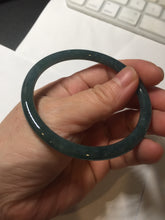 Load image into Gallery viewer, 57mm Certified Type A 100% Natural dark green/blue/gray with flying snow Guatemala slim round cut Jadeite bangle PA153-8824
