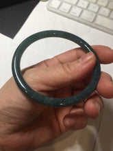 Load image into Gallery viewer, 57mm Certified Type A 100% Natural dark green/blue/gray with flying snow Guatemala slim round cut Jadeite bangle PA153-8824
