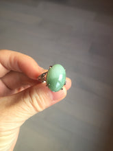 Load image into Gallery viewer, 100% natural type A half light green half dark green four-prong jadeite jade ring X142
