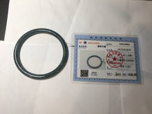 Load image into Gallery viewer, 57mm Certified Type A 100% Natural dark green/blue/gray with flying snow Guatemala slim round cut Jadeite bangle PA153-8824
