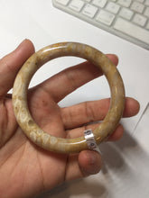 Load image into Gallery viewer, 55mm 100% natural light brown yellow round cut Coral Jade (珊瑚玉) bangle SY120
