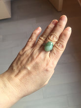 Load image into Gallery viewer, 100% natural type A half light green half dark green four-prong jadeite jade ring X142
