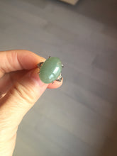 Load image into Gallery viewer, 100% natural type A icy watery light green/gray four-prong jadeite jade ring X141
