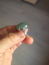 Load image into Gallery viewer, 100% natural type A icy watery light green/gray four-prong jadeite jade ring X141
