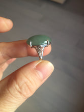 Load image into Gallery viewer, 100% natural type A icy watery light green/gray four-prong jadeite jade ring X141
