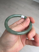 Load image into Gallery viewer, 50.5mm certificated Type A 100% Natural dark green/gray round cut oval Jadeite Jade bangle BK47-2879
