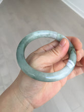 Load image into Gallery viewer, 57.5mm certified type A 100% Natural oily light green/white chubby round cut Jadeite Jade bangle BM19-2795
